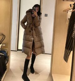 Hooded Lightweight Long below the Knee High-End and Fashionable Womens down Jacket European Station New Temperament plus Size Coat