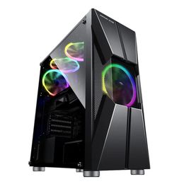 Coolmoon M-ATX ITX SPCC Computer Gaming USB3.0 Case Side Penetration Design Desktop Chassis ATX Power Supply