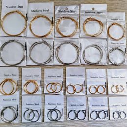 22Pairs/lot Gold & Silver Mix Classic Circle Hoop Earrings For Women Stainless Steel Huggie Earring Wedding Jewellery Party Gift SIZES ASSORTED 6CM-1.5CM