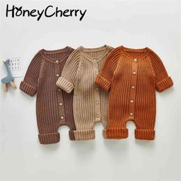 Spring and Autumn long-sleeved knit baby Siamese Romper climbing clothes leotard sweater romper girl 210515