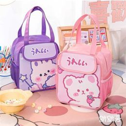 Kawaii Lunch Bag Women Cute Bear Picnic Travel Thermal Breakfast Box Girls School Child Convenient Tote Food Bags 118 211102