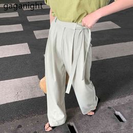 Gaganight Women High Waist Loose Suit Pants Summer Office Ladies Long Trousers Streetwear Casual Solid Wide Leg Pants 210519