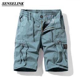 Men Summer Solid Colour Casual Shorts Classic Pocket Micro-Elastic Fashion Twill Cotton Cargo Big Size 28-38 210714