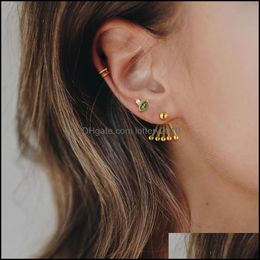 Jewelrycanner 925 Sterling Sier Jewellery Stud Earrings For Women Punk Gothic Rock Skeleton Finger Piercing Earring Earings Drop Delivery 2021