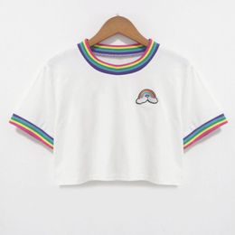 rainbow crop top sweatshirt long sleeve