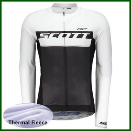 Pro Team SCOTT Cycling Jersey Mens Winter Thermal Fleece Long Sleeve Mountain Bike Shirt Road Bicycle Tops Warmer Racing Clothing Outdoor Sportswear Y21050659