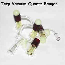 Beracky Flat Top Terp Slurper Smoking Quartz Banger With Solid Marbles 14mm 90degrees Vacuum Nails For Glass Water Pipes Dab Rig nectar