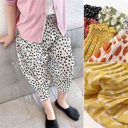 Summer children's chiffon girls casual polka dot mosquito cropped pants summer cool harem trousers P4269 210622