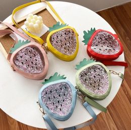 Fashion Children's Small Shoulder Crossbody Bags Sequin Strawberry Baby Girls Accessories Handbags Lovely Kids Coin Purse Wallet