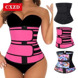 CXZD Neoprene Sauna Waist Trainer Corset Shapewear Sweat Belt for Women Weight Loss Compression Slimming Sheath Belly Shaper