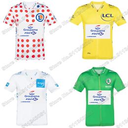 Racing Jackets Team FDJ 2021 Cycling Jersey Short Sleeve France Tour Clothing Yellow Green White Polka Dot Road Bike Shirts MTB Maillot