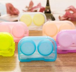 blue pink Random Colour Fashion Transparent Pocket Plastic Contacts Lens Case Travel Kit Easy Take Container Holder