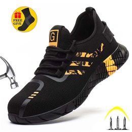 Breathable Lightweight Man Work Shoes Non-Slip Anti-Piercing Brand Safety Shoe Women Wteel Toe 211217