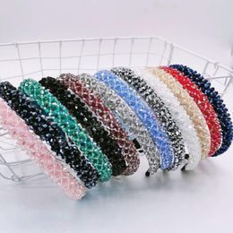 Blingbling Crystal Beaded Hairhoop Headwear Girl Women Handmade Accessories Pearl Flower Headband 11 COLORS