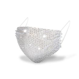 Fashion Mesh Colorful Bling Diamond Mask Rhinestone Grid Net Protective Washable Personalized Night Market Sexy Hollow Masks