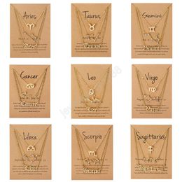 3Pcs Set Star Zodiac Sign Pendant 12 Constellation Necklace Cardboard Aries Cancer Leo Scorpio Fashion Necklace Jewelry Gifts