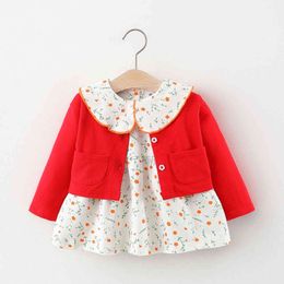 Infant Baby Girls Dress Clothes 2021 Fall Long Sleeve Jacket+ Princess Dress 2Pcs Toddler Girl Clothes Baby Birthday Clothing G1129