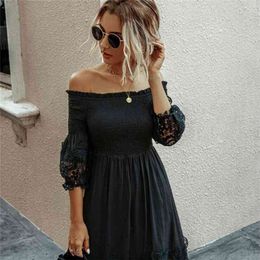 Off Shoulder Dres Sexy Backless Ruched es Party Night Ladies Black Lace Fitted Clothing Elegant Autumn 210623