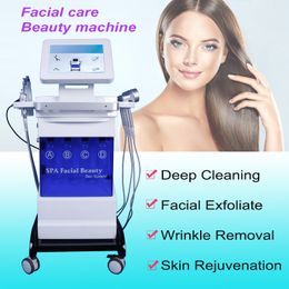 8 in 1 microdermabrasion facial care machine Water Dermabrasion Hydro Oxygen Jet Peeling Ultrasonic spa facial Photo light therapy Ma