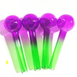 10cm Curved smoking pipes Glass Oil Burners Pipes with Different Coloured Balancer Water Pipe