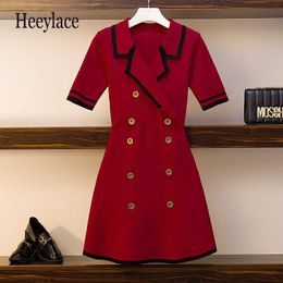 13 Styles Plus Size Summer Dress Elegant Casual Women 2019 Notched Collar dresses Button Knitting A-line Office Lady Dress 5XL Y1006