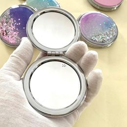 Liquid Bling Glitter Quicksand Portable Folding Mirror 5 Colors Double Sided Foldable Pocket Mirrors RRE12706