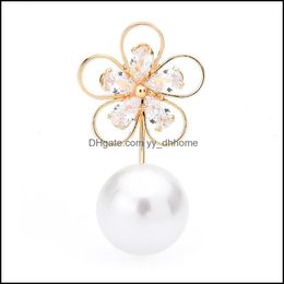 Pins, Brooches Jewellery Plum Blossom Anti-Glare Pearl Simple Brooch Pin Wild Creative Dark Collar Fixed Buckle Clothing Aessories Female Drop