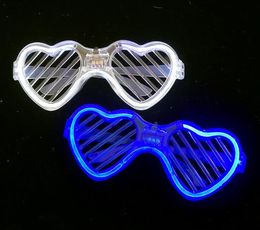 LED Light Up Shutter Shades Sunglasses Neon Eyewear Party Decoration Flashing Heart Glowing Glasses for Adults Kids