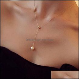 Pendant Necklaces & Pendants Jewelry Fashion Big Pearl Gold Clavicle Chain Adjustable Necklace Drop Delivery 2021 Bbjt6