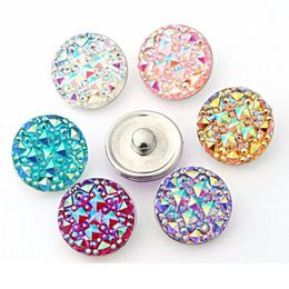 2021 new 50pcs/lot high quality Seven color Round resin ginger snaps Round glass snaps Bracelets fit 18mm snaps buttons jewelry