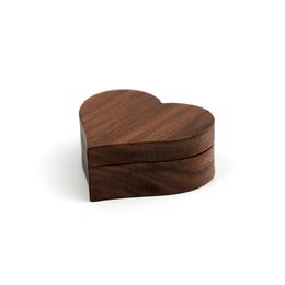 Universal Wood Rings Jewellery Packing Boxes Organiser Display Travel Case Portable Storage Jewellers Brand Lover Heart Box Walnut packaging