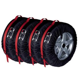 4pcs Car Spare Tire Cover Case Polyester Auto Wheel Tires Storage Bags Vehicle Tyre Accessories Dust-proof Protector Styling Car