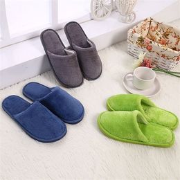 Cute Soft Plush Cotton Slippers Unisex Non-slip Couples Slippers Furry Indoor Home Slippers Women Bedroom Shoes Flip Flops Flats Y1120