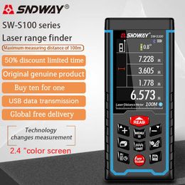 Sndway laser rangefinder distance Metre 40m 50m 70m 100m 120m electronic roulette digital trena laser tape measure range finder 210719