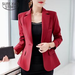 Women Jackets 19 Arrivals Autumn Office Work Casual Black Red Grey Winter Long Sleeve Solid Coat And 5032 80 210510