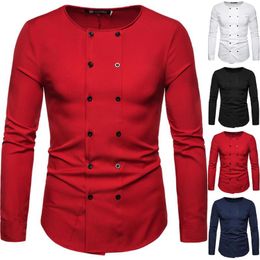 Men's Casual Shirts Shirt Man Long Sleeve Clothes Bussiness Men Solid Clothing Autumn Winter Turn Down Collar