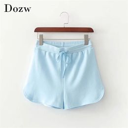 Casual Solid Shorts Lady Drawstring Loose Home For Women Blue And Purple Colour Base Short Femme Pantalones Cortos 210515