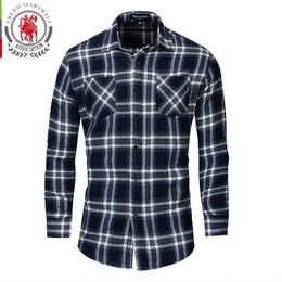 Fredd Marshall koszula Men's Shirt Black White Plaid Long Sleeve Shirts 100% Cotton Shirt Male Casual Dress Men Shirt FM173 210527