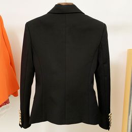 TOP QUALITY Blazer Women Slim Black Blazer Jacket Female Double Breasted Metal Lion Buttons Blazer Pink Coat Size S-4XL for Womens