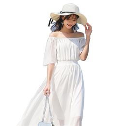 New Chinese style women dresses fresh white color 210323