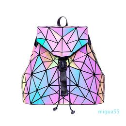 Women's backpack Pu colorful Lingge geometric backpack Japanese and Korean Trend Harajuku style student fashion schoolbag