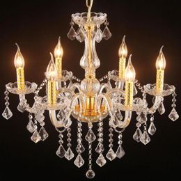 Chandeliers European Style Transparent Candle Crystal Living Room Bedroom Dining Bar Table 6 Glass E14