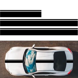 Black Car Racing Stripe Vinyl Sticker Decals For Cover Roof Trunk Door UK