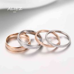 Classic Trendy Simple Matte Ring Titanium Steel for Women Trendy Tail Ring Rose Gold/Silver Colour Wedding Band Jewellery Gift G1125