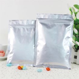 100pcs Aluminum Foil Zipper Seal Bag Flat Bottom Bags for Food Sample Tea Party Gift Packaging Sealing Pouches