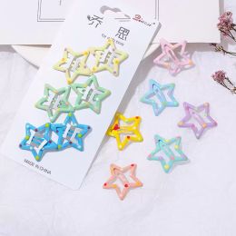 Children Kids Hairclips Pins Headwear Cute Girl Star BB Snap Hair Clip Princess Candy Colour Barrettes 6Pcs/lot Hair Accessories