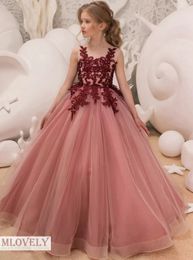 New Girly Salmon Ball Gown Kids Pageant Dress Prom Dresses for Girls Aged