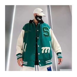 Spring And Autumn Hip-Hop Patchwork Emrboid Men's Letterman Baseball Bomber Jacket Uninsex Couple Stadium Coat Street 220301