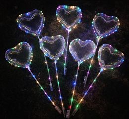 Party Decoration Heart-shaped LED Large Size Bobo Balloon With 13.8 Inch Tow Bar Valentine's Day String Lights Balloons Colourful