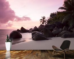 Wallpapers Papel De Parede Beautiful Beach At Sunset 3d Wallpaper Mural,living Room Tv Sofa Wall Bedroom Papers Home Decor